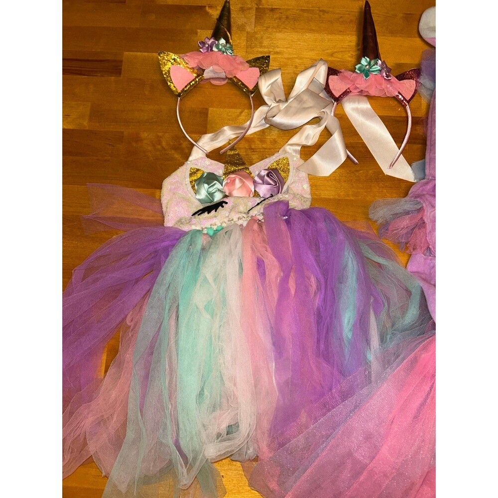 Girls Set of 3 Unicorn Costumes and Headbands Size Small/6 - Picture 7 of 7